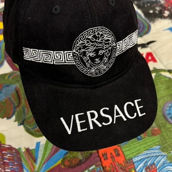 Versace Black Medusa Logo Hat
